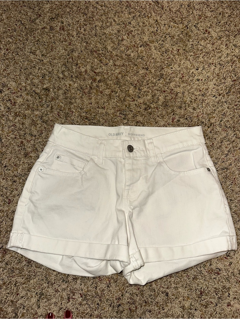 Old Navy White Boyfriend Jean Shorts - Cuffed Hem